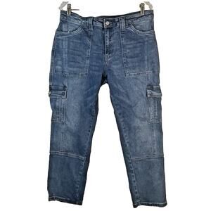 KanCan Womens Jr Size 11/29 Cargo Straight Leg Jeans Stretch Short Cropped